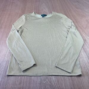 Lauren Ralph Lauren Womens XL Gold Shimmer Knit Top Long Sleeve